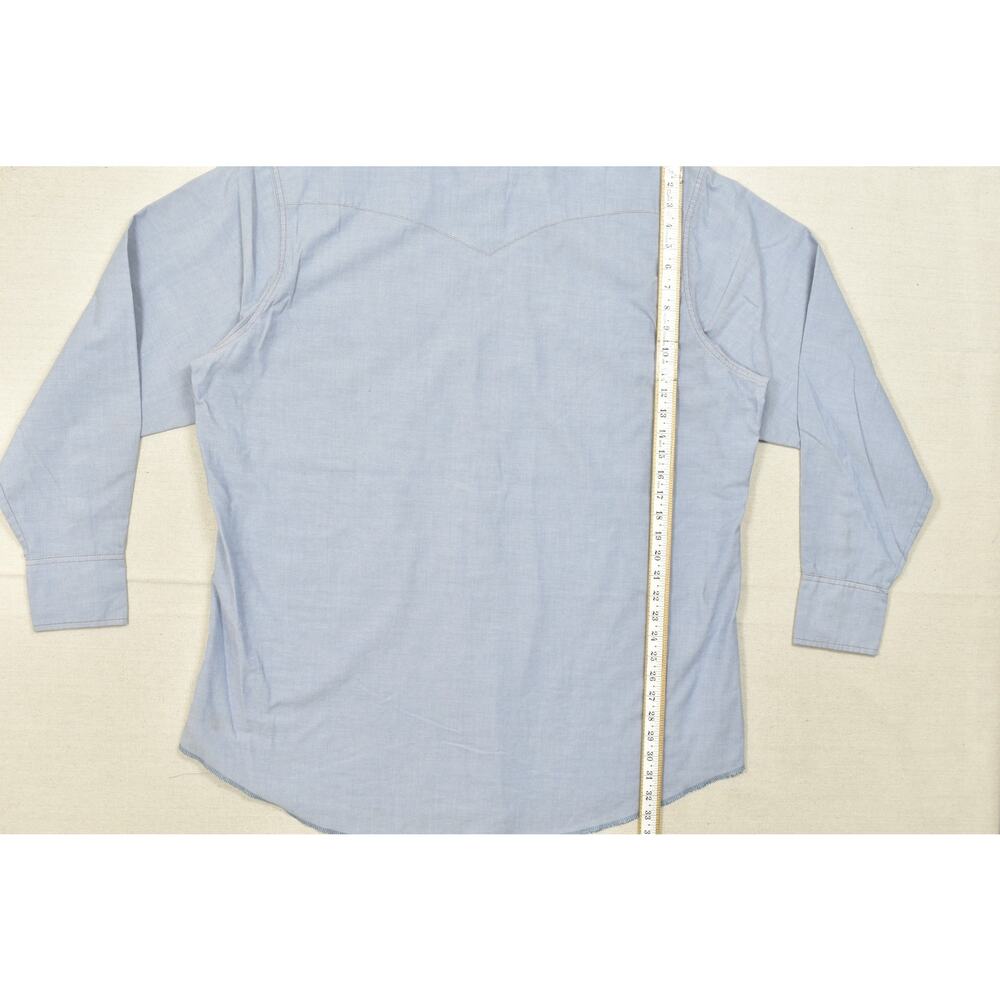 Wrangler Men's 18.5 x 38 Blue Long Sleeve Western Pearl Snap Shirt 70130MW Tall - Picture 3 of 8